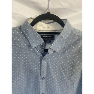 Denim & Flower Ricky Singh Men's Long Sleeve Button Down Shirt Blue & White Dot